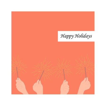 Merry Christmas and a happy new year. Greeting card or poster. Design template with typography and sparklers. For the Internet, social networks, printのイラスト素材