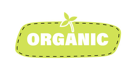 Organic food sticker. Natural meal fresh products speech bubbleのイラスト素材
