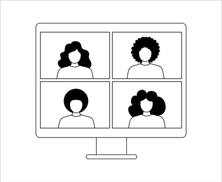 Video conference. Illustration with people in flat styleのイラスト素材