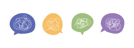 Depressed symbols, bad mood, psychological disorder, depression icon setのイラスト素材