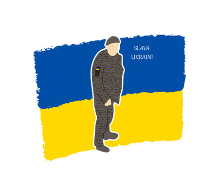 A soldier of the Ukrainian army was killed. Patriotic Ukrainian illustrationのイラスト素材