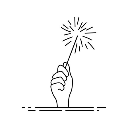 Hand holding a sparkling sparklerのイラスト素材