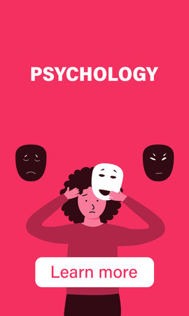 Psychology vertical poster with girl whom has problemのイラスト素材