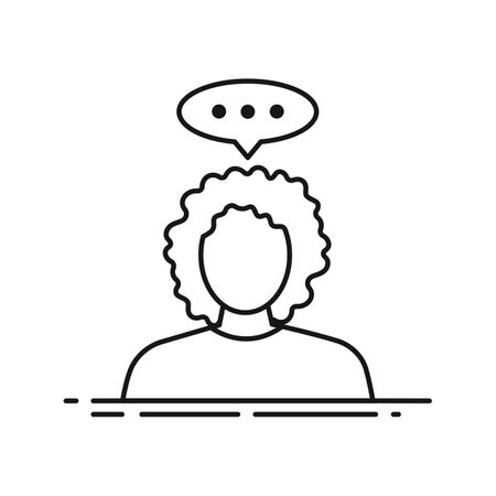 Girl line icon with speach bubbleのイラスト素材