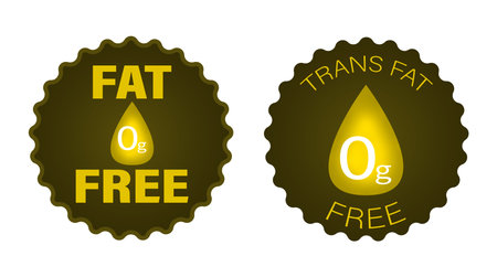 Trans fat free. Set of round icons with a dropのイラスト素材