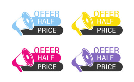 Half price symbol with a loudspeakerのイラスト素材