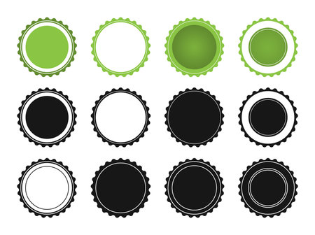 Set of simple flat round stampsのイラスト素材