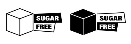 Sugar free. Two round icons in black and white colorsのイラスト素材