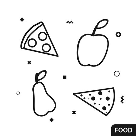 Food and fruits line iconsのイラスト素材