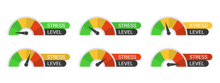 Measuring the level of stress. Set of icons with different indicatorsのイラスト素材
