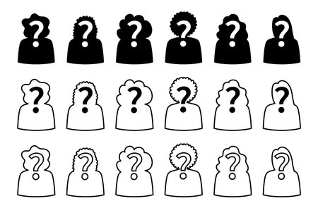 Guess who unknown person silhouette icon vector, anonymous mysterious user profileのイラスト素材