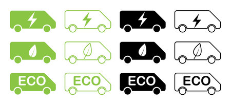 Set of icons of electric cars. The concept of using alternative energyのイラスト素材