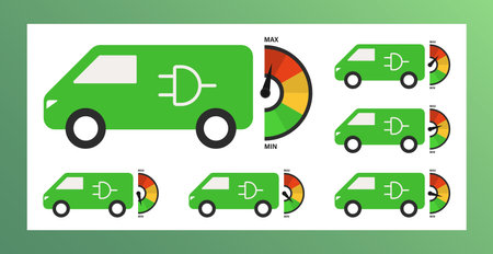 Set of icons of electric cars. The concept of using alternative energyのイラスト素材