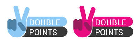 Double points icon with a hand showing two. Marketing sticker for winnersのイラスト素材