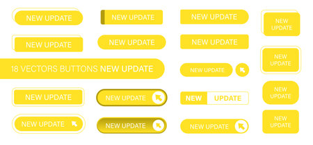 The new update is a set of simple modern buttons. Push button for an application, advertisement, store or website. Various icons for your productのイラスト素材