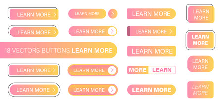 A set of various buttons, learn more, for UI design or sitesのイラスト素材