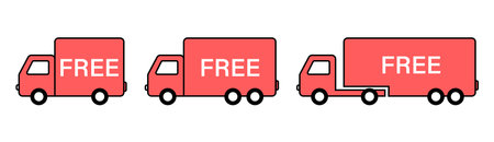 Free delivery icon set with trucks. Freight, delivery symbol. Delivery service iconsのイラスト素材