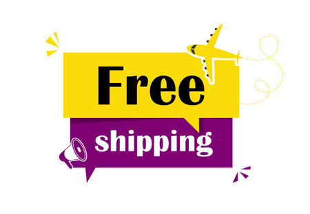 Free shipping illustration with with an airplane and a loudspeakerのイラスト素材