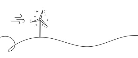 Wind power plant. Wind turbines. Renewable energy vector design. Green energy line illustrationのイラスト素材