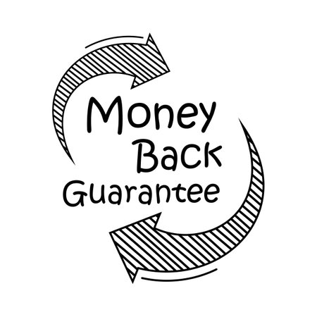 Money Back Guarantee illustration in black styleのイラスト素材