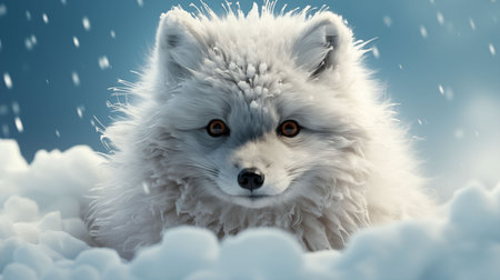 White Wolf in Snow. Generative AI.の素材