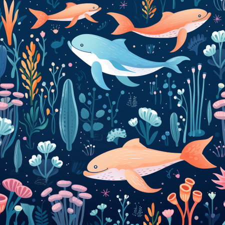 Group of dolphins swimming in the ocean. Generative AIの素材