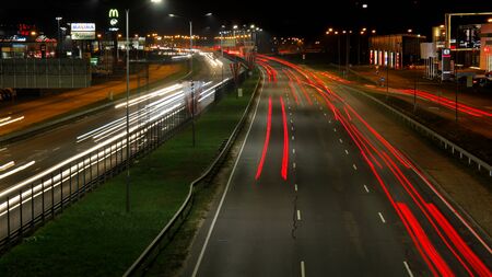 Highway light at nightの写真素材