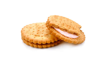 Sandwich biscuits on white backgroundの写真素材