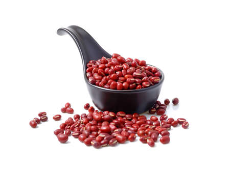 Red bean in a ceramic cupn isolated on white background.の写真素材