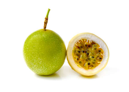 passionfruit isolated on white backgroundの写真素材