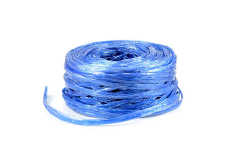 coil of plastic rope on white background