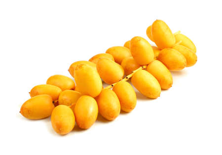fresh date fruit isolated on whiteの写真素材