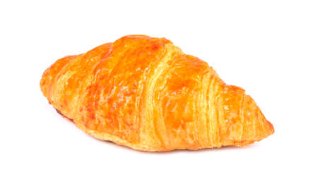 freshly baked croissant isolated on white backgroundの写真素材