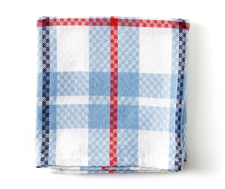 Kitchen towel isolated on white background; top view