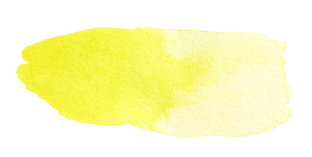 Yellow watercolor brush stroke on white backgroundの写真素材