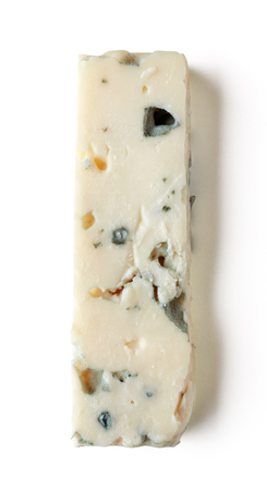 Blue cheese slice isolated on white background, top viewの写真素材