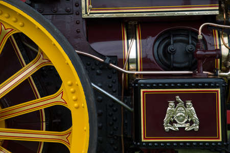 Close up of antique steam engine detailのeditorial素材