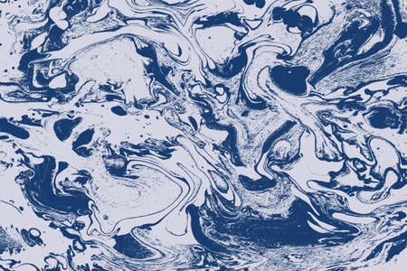 Abstract marbling background with spots and splashes in shades of blue. Abstract hand made vector...