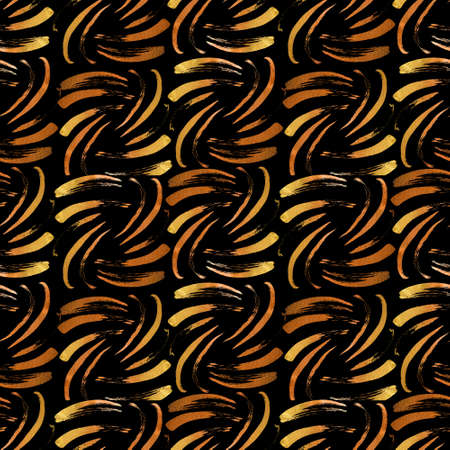 Seamless abstract pattern with watercolor splashes, hand-painted brush strokes on black background....