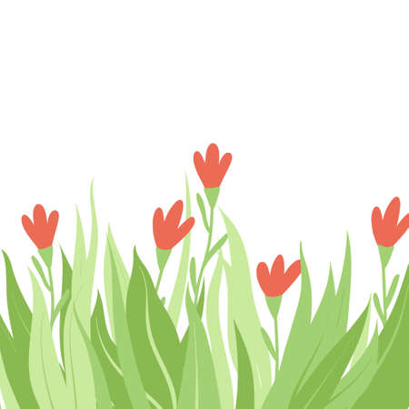 Border of red wild flowers with place for textのイラスト素材