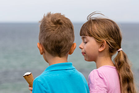 Young caucasian kids in Denmark on a summer day.の写真素材