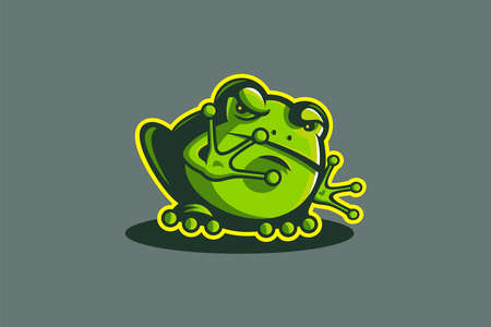 The frog mascot logo with a cute expression is very suitable for brand logos, your business logos, it can also be used for t-shirts, etc.のイラスト素材