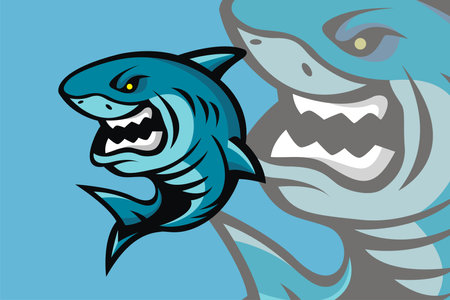 This angry shark illustration vector is perfect if used for team logos, symbol images on the beach, or for t-shirts and also for anything else.のイラスト素材