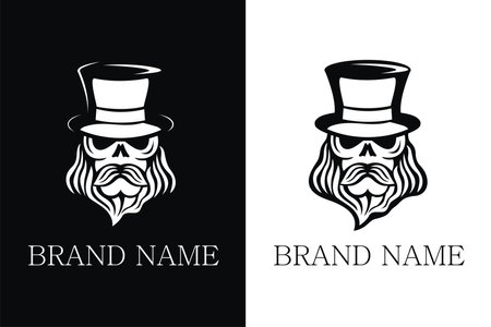 This magician hat skull mascot logo is suitable for brand logos or business logos, icons, it can also be used for t-shirts, etcのイラスト素材