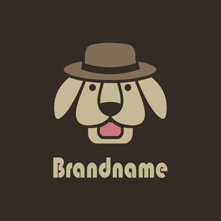 The dog head mascot logo wears a hat, suitable for brand logos, business logos, icon images, symbols, etc.のイラスト素材