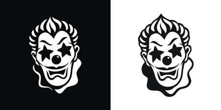 Black and white silhouette of a clown faceのイラスト素材