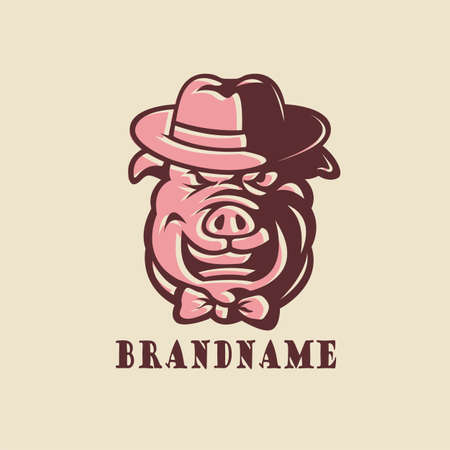 Pig head logo wear hatのイラスト素材