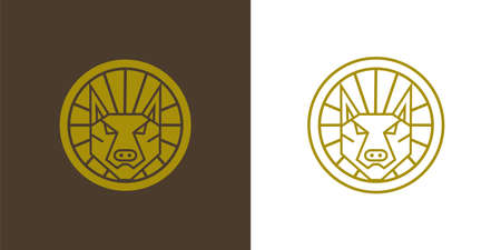 Wolf head line art logoのイラスト素材