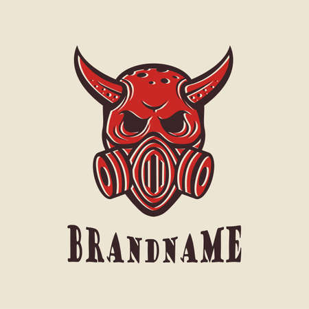 Horned skull logo, suitable for brand, business and community logos.のイラスト素材