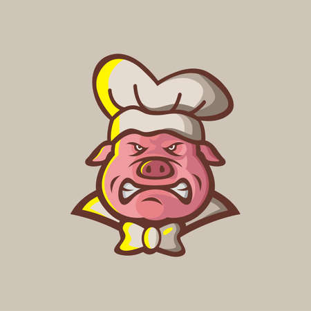 Pig head chef mascot, perfect for brand, restaurant or community logos.のイラスト素材